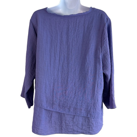 Habitat Womens Faux Layered Top Purple Size M Lagenlook Artsy Coastal Boho Boxy - Picture 3 of 7